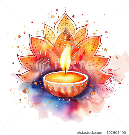 Diwali lights watercolor. Illustration AI Generative 102905400
