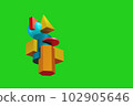 abstract set of figures balancing among themselves on a bright green background, 3d render 102905646