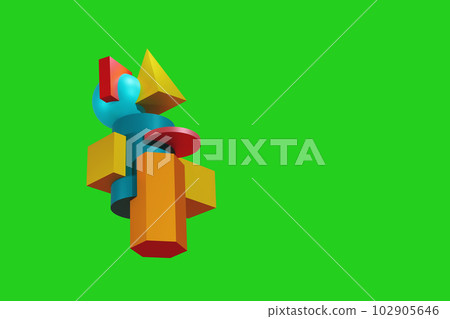 abstract set of figures balancing among themselves on a bright green background, 3d render abstract set of figures balancing among themselves on a bright green background, 3d render 102905646