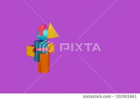 3d render, puzzle toy with geometric shapes in bright colors. banner for the center for the development of logical thinking. colorful game for children and adults 3d render, puzzle toy with geometric shapes in bright colors. banner for the center for the development of logical thinking. colorful game for children and adults 102905661
