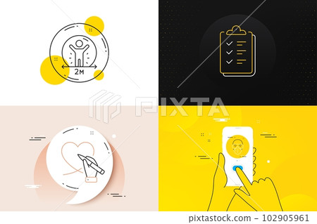 Minimal set of Social distance, Social care and Checklist line icons. Phone screen, Quote banners. Medical mask icons. For web development. Vector Minimal set of Social distance, Social care and Checklist line icons. Phone screen, Quote banners. Medical mask icons. For web development. Vector 102905961