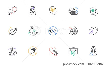 Wash hands, Stress and Health app line icons for website, printing. Collection of Covid test, Oculist doctor, Nurse icons. Difficult stress, Dirty mask, No smoking web elements. Vector Wash hands, Stress and Health app line icons for website, printing. Collection of Covid test, Oculist doctor, Nurse icons. Difficult stress, Dirty mask, No smoking web elements. Vector 102905987
