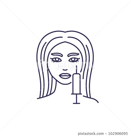 mesotherapy line icon, facial injection mesotherapy line icon, facial injection 102906095
