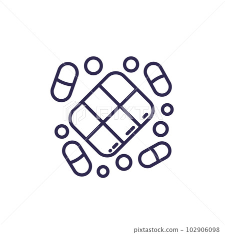 pill organizer line icon on white 102906098