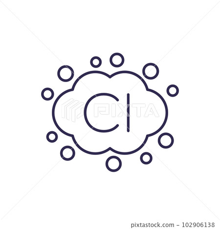 Chlorine gas line icon, vector 102906138