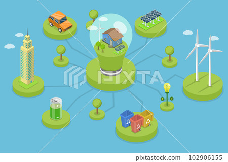 3D Isometric Flat Vector Conceptual Illustration of Eco Technology 3D Isometric Flat Vector Conceptual Illustration of Eco Technology 102906155