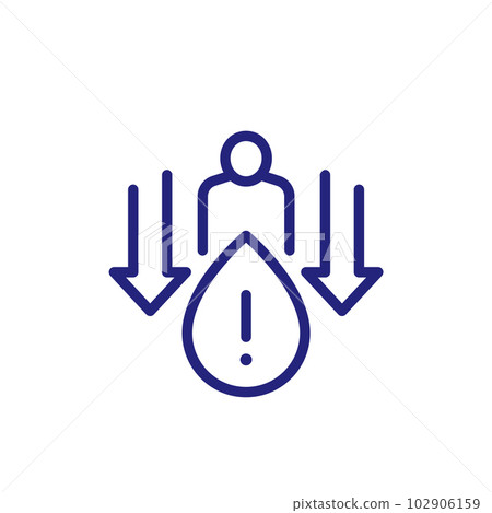 dehydration icon, low body water line vector 102906159