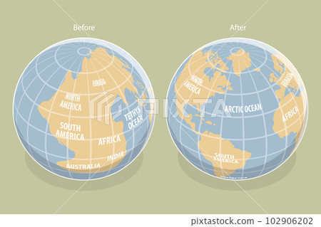 3D Isometric Flat Vector Conceptual Illustration of Continental Drift 102906202