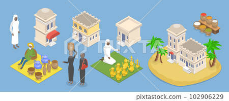 3D Isometric Flat Vector Conceptual Illustration of Eastern Bazaar 102906229
