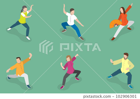 3D Isometric Flat Vector Set of Tai Chi 3D Isometric Flat Vector Set of Tai Chi 102906301
