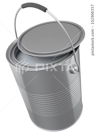 Open metal can or buckets of paint with handle on white background. 102906357