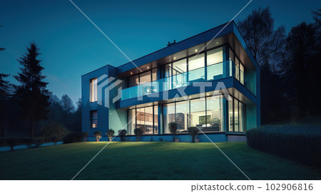 Modern Villa - Generative AI - AI generated 102906816