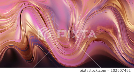 Pink and golden swirls morphing abstract fluid art Pink and golden swirls morphing abstract fluid art 102907491