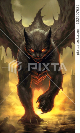 A dark devils cat hostile evil, Generative AI 102907622