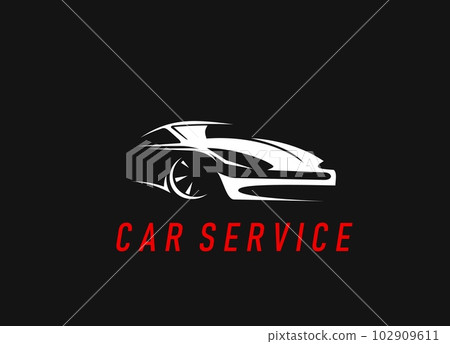 Car repair mechanic and maintenance service icon. Vehicle mechanic, automobile service or restoration garage station, spare parts store vector icon or symbol with modern sport car white silhouette Car repair mechanic and maintenance service icon. Vehicle mechanic, automobile service or restoration garage station, spare parts store vector icon or symbol with modern sport car white silhouette 102909611
