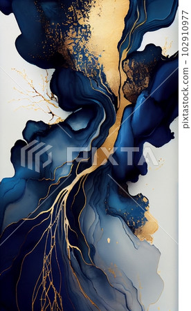 Background material alcohol ink art blue gold Background material alcohol ink art blue gold 102910977