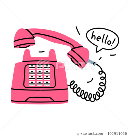 Pink Landline or Wireline Home Phone as Telephone Connection Vector Illustration Pink Landline or Wireline Home Phone as Telephone Connection Vector Illustration 102911036