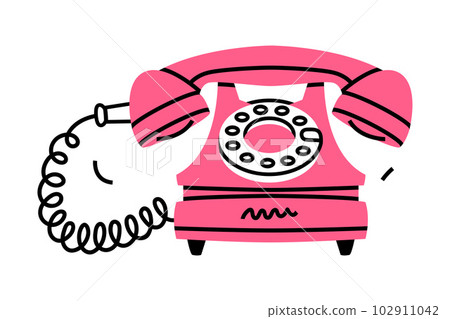Pink Landline or Wireline Home Phone as Telephone Connection Vector Illustration Pink Landline or Wireline Home Phone as Telephone Connection Vector Illustration 102911042