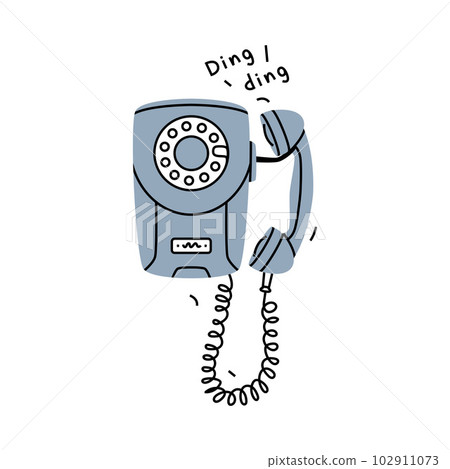 Grey Landline or Wireline Home Phone as Telephone Connection Vector Illustration 102911073