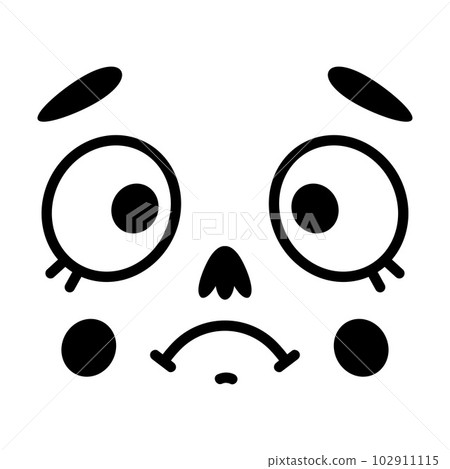 Retro Cartoon Mascot Face with Big Eyes and Sad Mouth Curve Vector Illustration 102911115