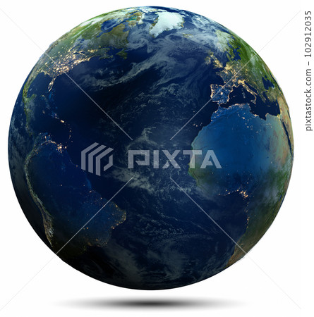 Planet Earth city lights white isolated 102912035