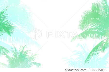 Summer image illustration material, palm tree silhouette-soft watercolor texture, different colors, with differences 102915098