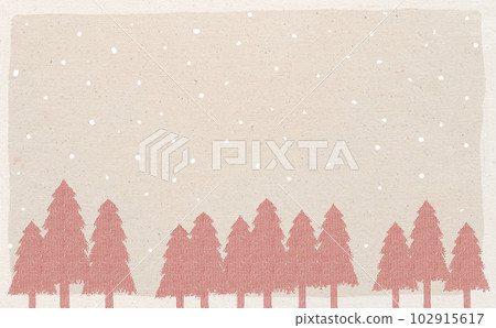 Christmas ☆ Natural system illustration material Snow and fir tree/red Natural background Color differences/differences 102915617
