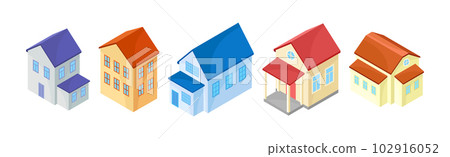 Detached House or Residence as Free-standing Building Isometric Vector Set Detached House or Residence as Free-standing Building Isometric Vector Set 102916052