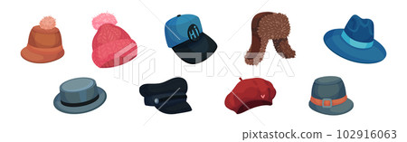 Different Hats and Headdress for Head Cover Vector Set Different Hats and Headdress for Head Cover Vector Set 102916063