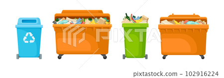 Street Dustbin and Trash Container for Garbage Vector Set 102916224
