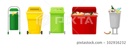 Street Dustbin and Trash Container for Garbage Vector Set Street Dustbin and Trash Container for Garbage Vector Set 102916232