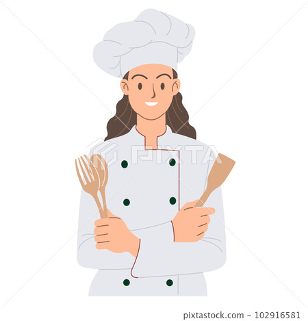 A cartoon illustration of a female chef A cartoon illustration of a female chef 102916581