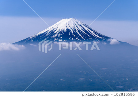 (Yamanashi Prefecture) A superb view of Mt. Fuji seen from Mt. Kurodake in the Misaka Mountains 102916596