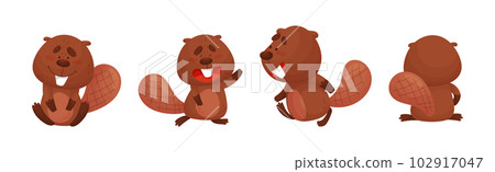 Cute Beaver Character Engaged in Different Activity Vector Set Cute Beaver Character Engaged in Different Activity Vector Set 102917047