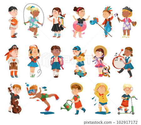 Funny Children Engaged in Different Activities Big Vector Set Funny Children Engaged in Different Activities Big Vector Set 102917172
