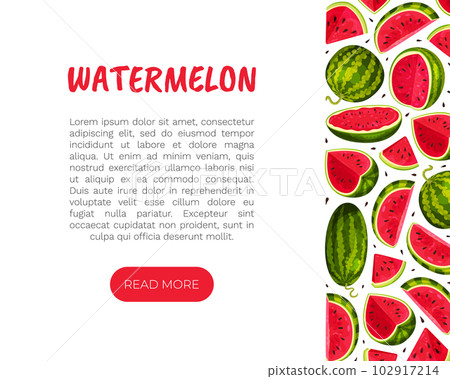 Fresh Watermelon Banner Design with Juicy Red Fruit Vector Template 102917214