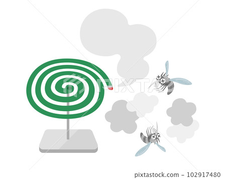 Illustration of repelling mosquitoes with mosquito coils 102917480