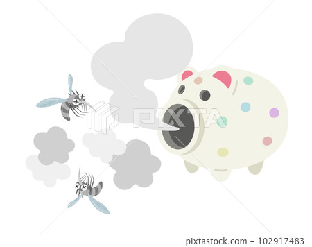 An illustration of repelling mosquitoes with a mosquito coil in a pig bowl 102917483