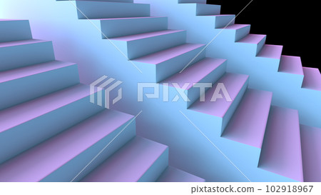 3D illustration of a staircase podium illuminated by fantastic lights 102918967
