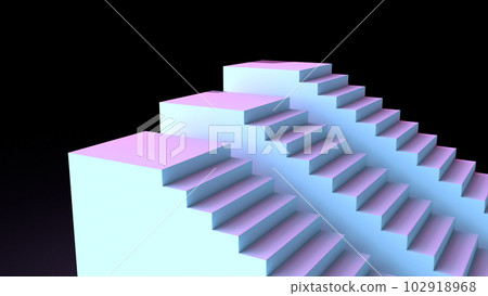 3D illustration of a staircase podium illuminated by fantastic lights 102918968