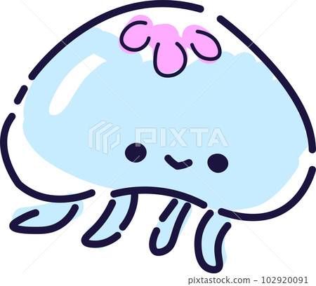 帶粉紅色圖案的可愛水母插圖 102920091