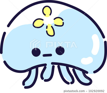 帶有黃色圖案的可愛水母的插圖 102920092