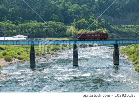Nagaragawa Railway running along the clear Nagara River Nagaragawa Railway running along the clear Nagara River 102920185