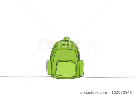 Backpack, school bag for school students in continuous line style