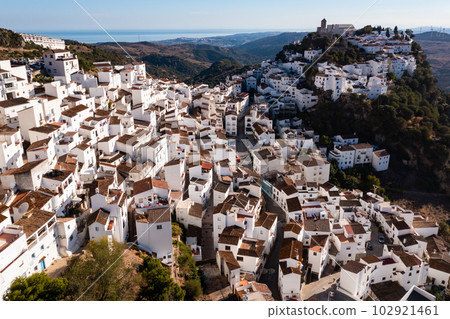Aerial view of Casares cityscape, Malaga, Spain Aerial view of Casares cityscape, Malaga, Spain 102921461