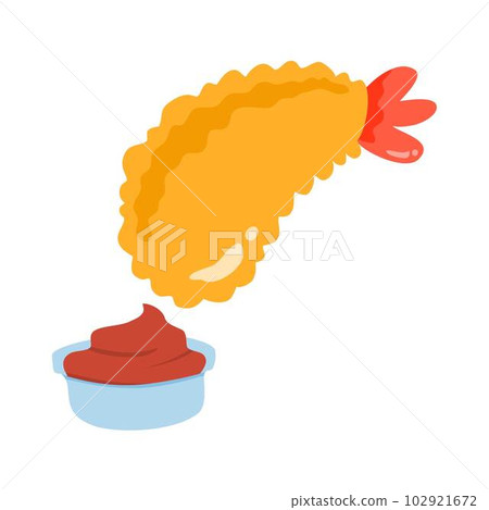 fried shrimp with tomato sauce - Stock Illustration [102921672