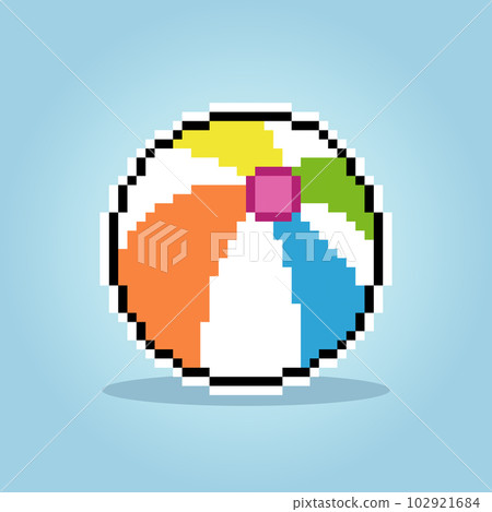 Pixel 8 bit Beach ball. Game assets icon in vector illustration. 102921684