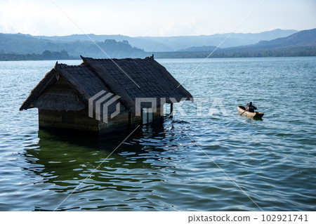 A flooded building on Lake Batur A flooded building on Lake Batur 102921741