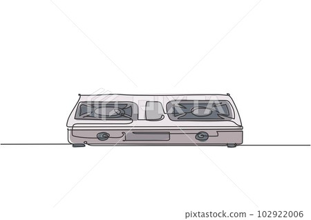 Single continuous line drawing ofgas stove household utensil. Electronic kitchenware home appliance concept. Modern one line draw design graphic vector illustration Single continuous line drawing ofgas stove household utensil. Electronic kitchenware home appliance concept. Modern one line draw design graphic vector illustration 102922006