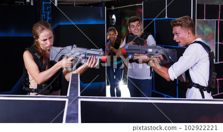 Two laser tag teams playing indoors 102922221